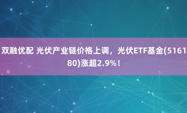 双融优配 光伏产业链价格上调，光伏ETF基金(516180)涨超2.9%！